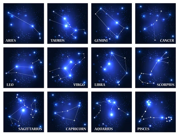 设置的符号黄道十二宫。矢量图. — 图库矢量图片