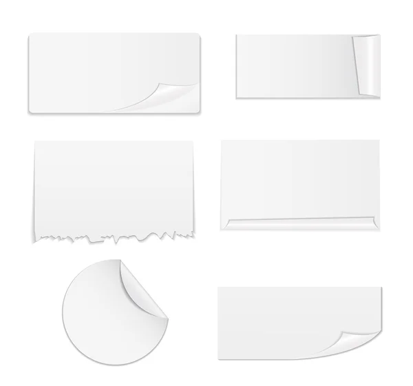 Set of White Paper Stickers Isolated on Background.  Vecto — Stock Vector
