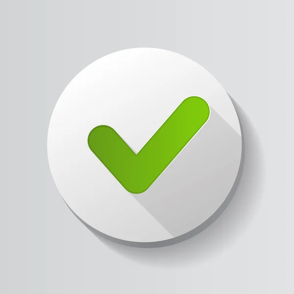 Green Check Mark icona pulsante vettoriale Illustrazione — Vettoriale Stock