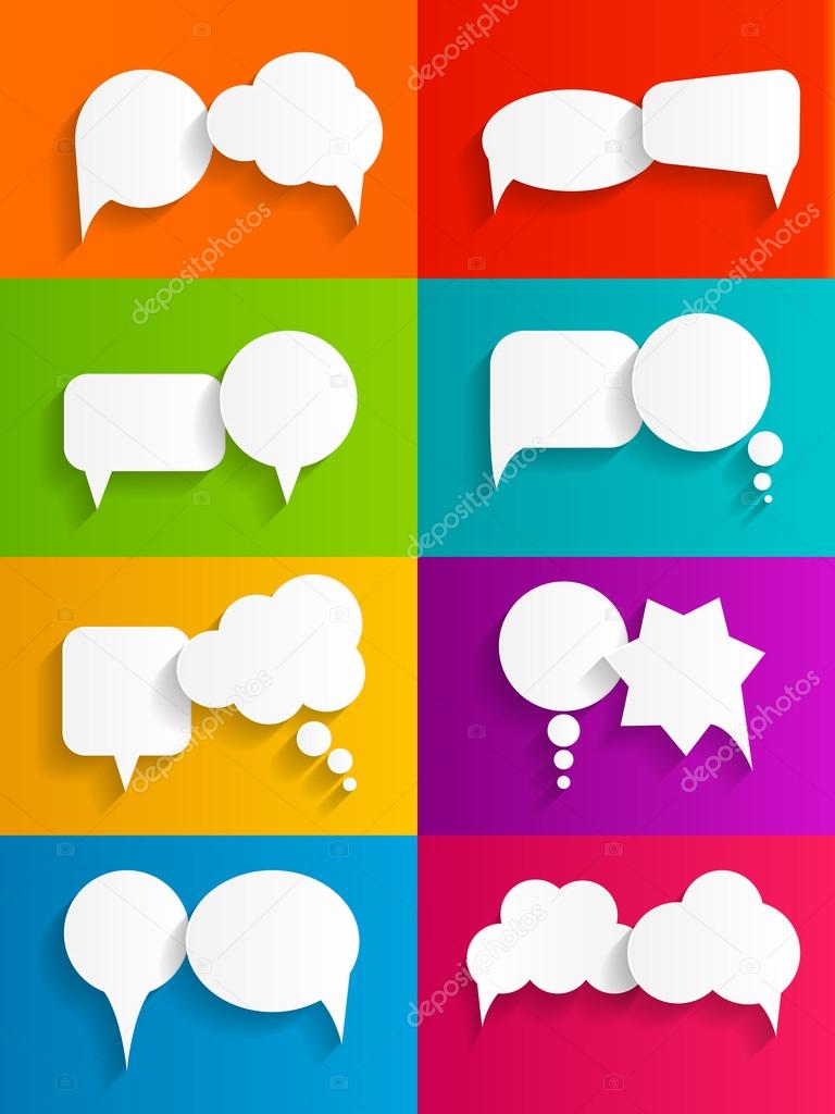 Flat Speech Bubbles with Long Shadows  Vector Illustration