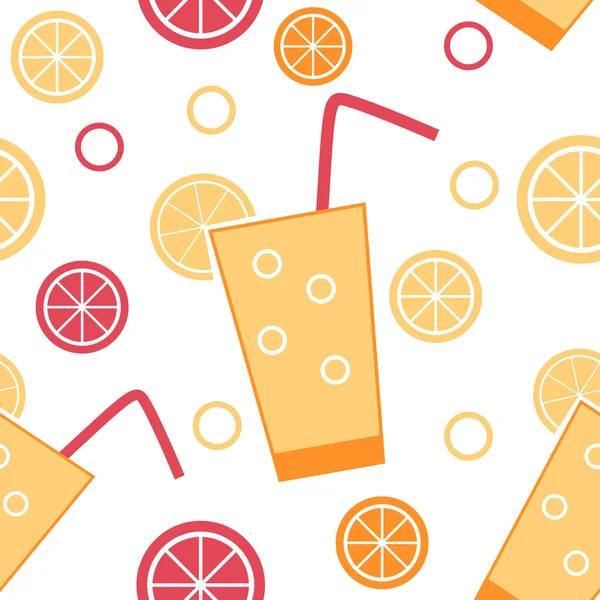 Citrus cocktail seamless mönster bakgrund vektor illustration — Stock vektor