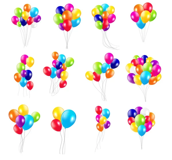 Farbe glänzende Luftballons Mega Set Vektorillustration — Stockvektor