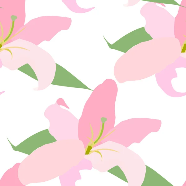 Lilly Flower Seamless Pattern Vector Illustration — Stock Vector