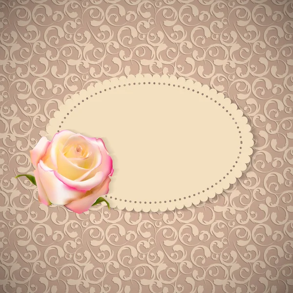 Belle carte floreali con realistici fiori di rosa vettoriale illus — Vettoriale Stock