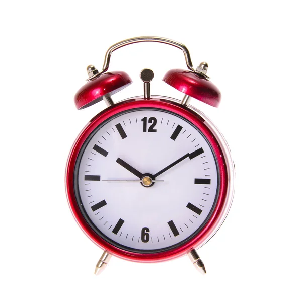 Czerwony Alarm Clock. Na białym tle — Zdjęcie stockowe