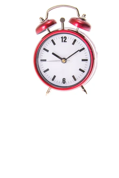 Czerwony Alarm Clock. Na białym tle — Zdjęcie stockowe