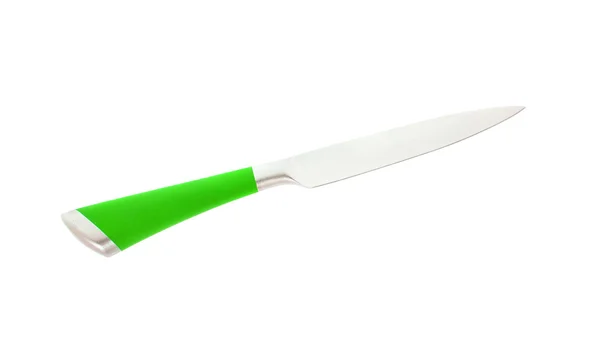 Coltello da cucina in acciaio verde. Isolato — Foto Stock