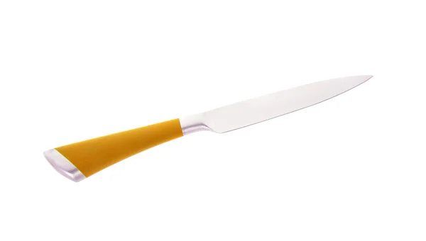 Coltello da cucina in acciaio arancione. Isolato — Foto Stock