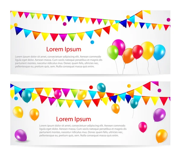 Färgade ballonger kort Banner bakgrund, vektor Illustration — Stock vektor