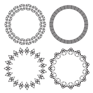 Süs vektör çizim yuvarlak tek renkli etnik