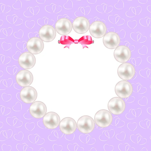 Vintage Pearl Frame met Bow achtergrond. Vectorillustratie. — Stockvector