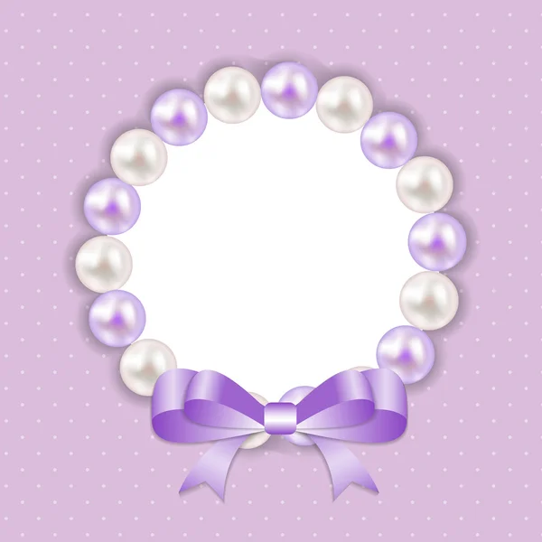 Vintage Pearl Frame with Bow  Background. Vector Illustration. — Stock Vector