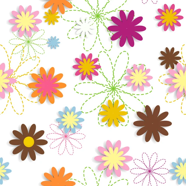 Flora flor patrón inconsútil diseño vector iluminación — Vector de stock