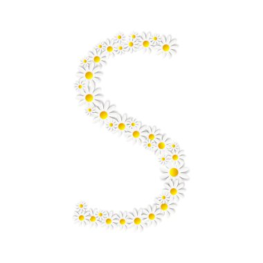 Flora Daisy tasarım alfabe vektör esnaf