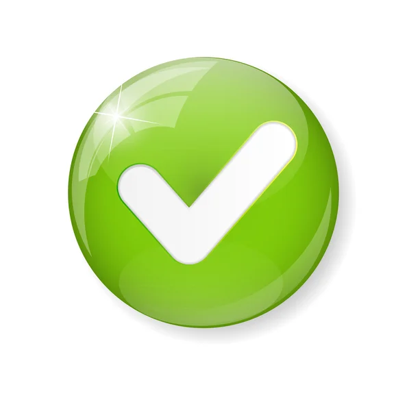 Ilustração verde do vetor do botão do ícone da marca da verificação — Vetor de Stock
