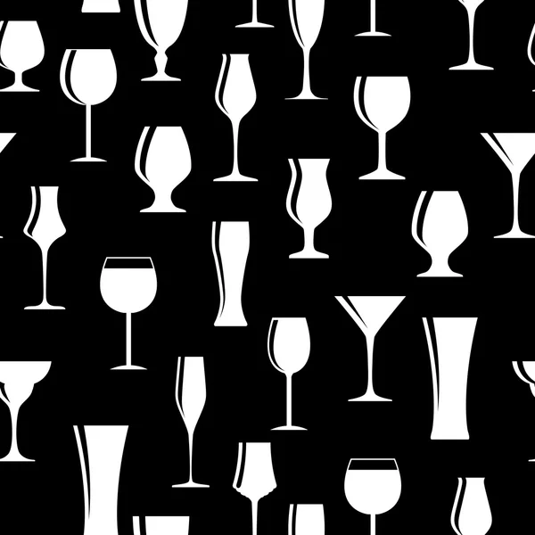 Silueta de vidrio alcohólico patrón sin costura fondo Vector Il — Archivo Imágenes Vectoriales