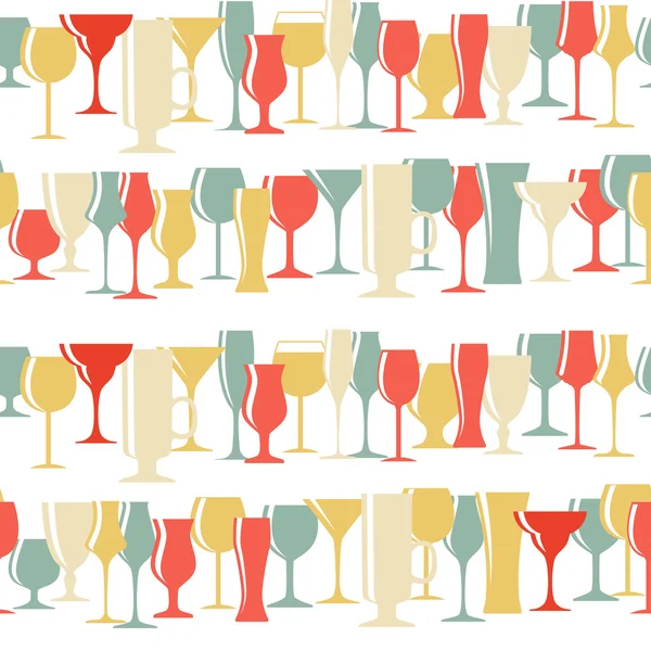 Alcoholic Glass Silhouette Seamless Pattern Background Vector Il — Stock Vector