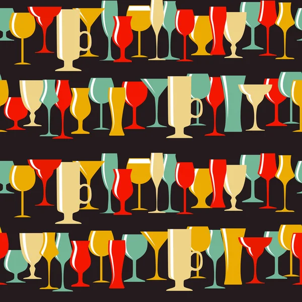 Alcoholic Glass Silhouette Seamless Pattern Background Vector Il — Stock Vector
