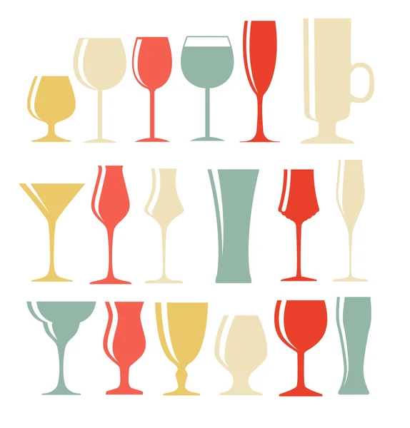 Set of Black Alcoholic Glass Silhouette Vector Illustration EPS1 — Stock Vector