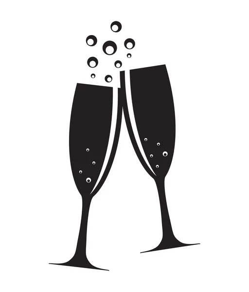 Deux verres de Champagne Silhouette Illustration vectorielle — Image vectorielle