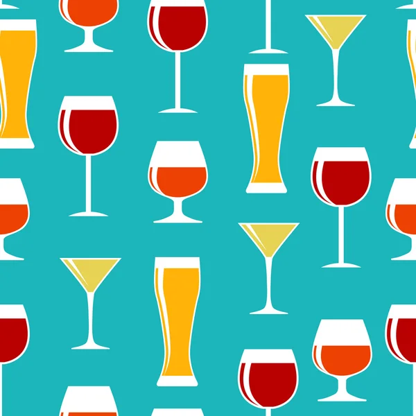 Alcoholic Glass Silhouette Seamless Pattern Background Vector Il — Stock Vector