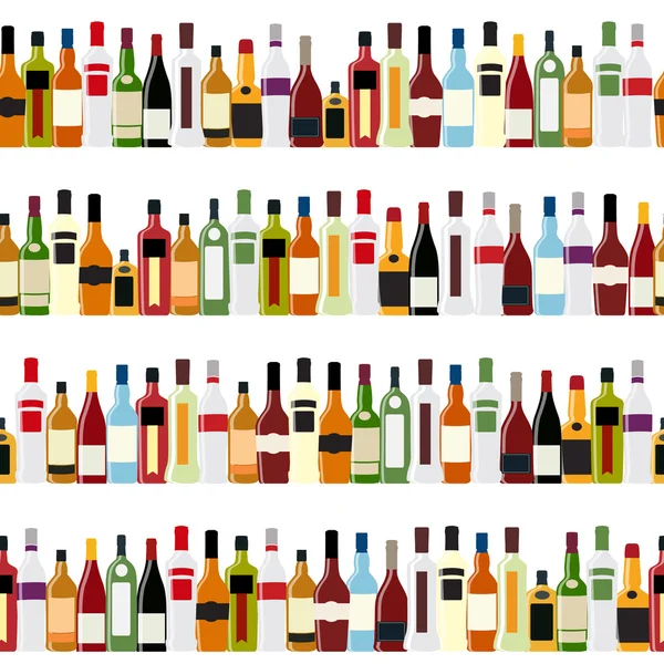 Vector Illustration of Silhouette Alcohol Bottle Seamless Patter - Stok Vektor