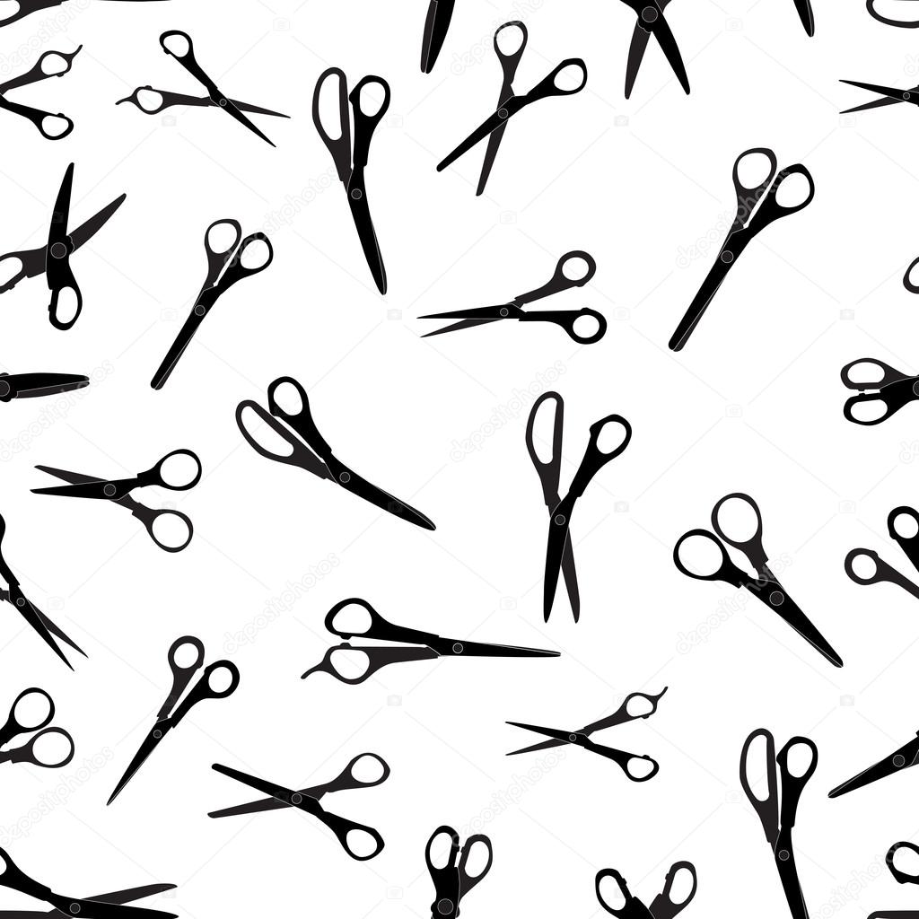 Seamless Pattern with Cutting Scissors. Vector Illustration.