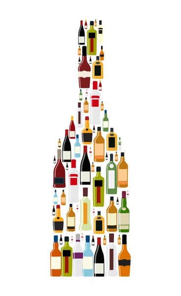 Векторная иллюстрация бутылки алкоголя силуэта — стоковый вектор