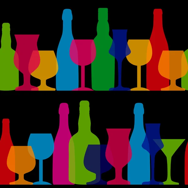 Vektoros illusztráció silhouette alkohol üveg zökkenőmentes szóhasználat — Stock Vector