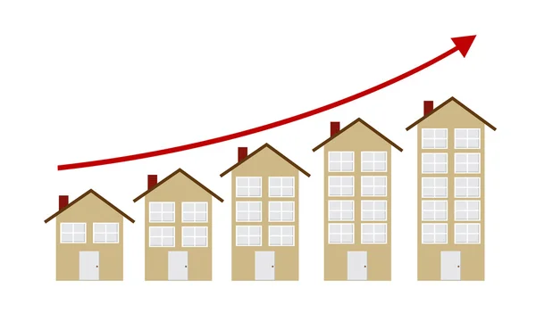 Ilustración vectorial creciente del concepto de mercado de la vivienda — Archivo Imágenes Vectoriales