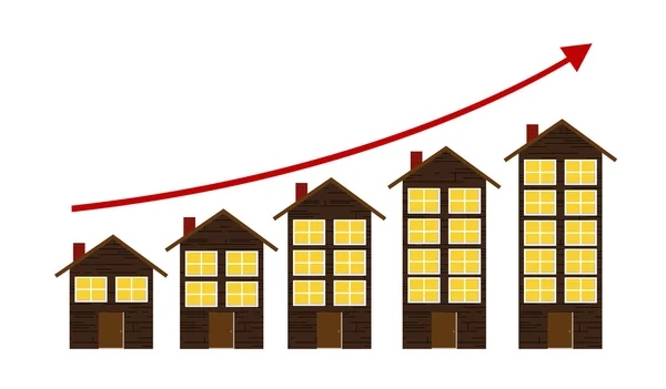 Stigande bostäder marknaden begreppet vektor Illustration — Stock vektor