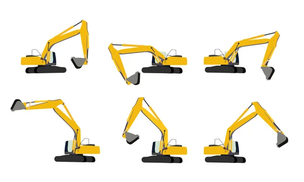 Excavator Set de lucru. Vector Illustration — Vector de stoc