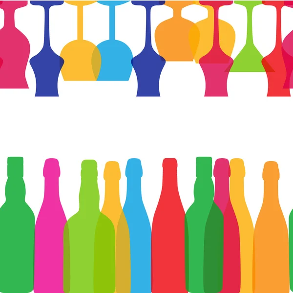 Vector Illustration of Silhouette Alcohol Bottle Seamless Patter — Stock Vector