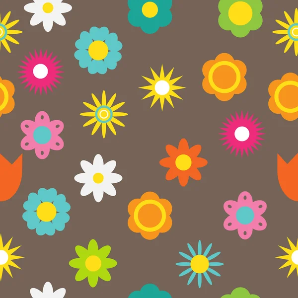 紙トレンディなフラット花のシームレスなパターン ベクトル図 — ストックベクタ