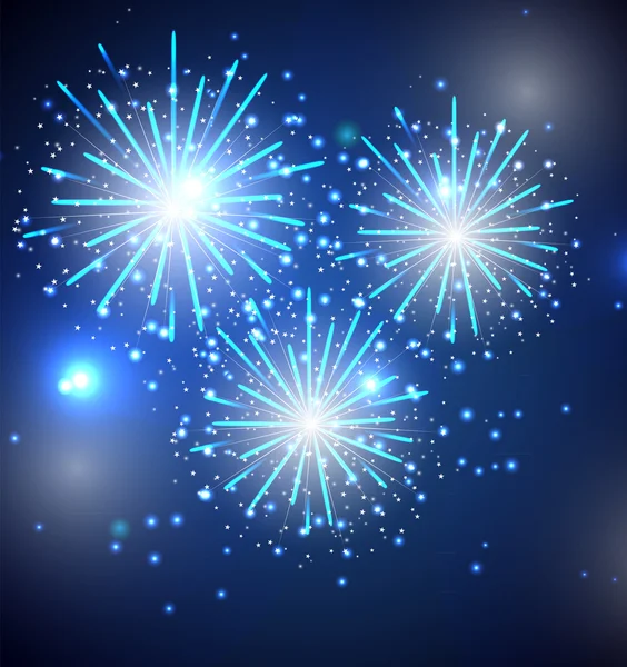 Glossy Fireworks Background Vector Illustration — Stock Vector