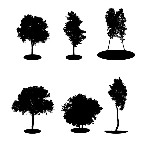 Set di silhouette albero isolato su sfondo bianco . — Vettoriale Stock