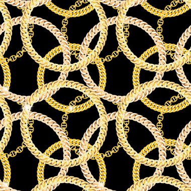 Altın zincir takı Dikişsiz desen arka plan. Vektör Illustrat