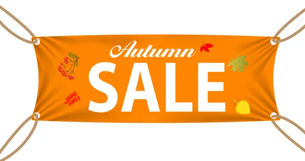 Textile banners with Autumn Sale Text Suspended by Ropes by all — Stock Vector