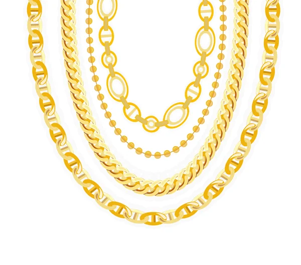 Gouden ketting sieraden. Vectorillustratie. — Stockvector