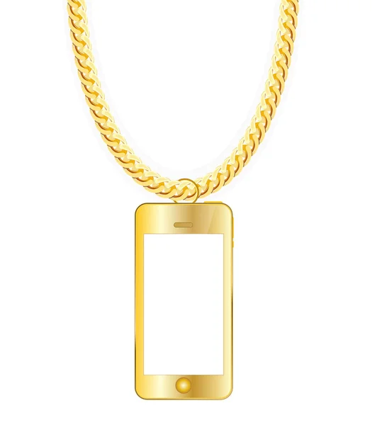 Cadeia de Ouro Jóias Whith Gold Mobile Phone. Ilustração vetorial . — Vetor de Stock