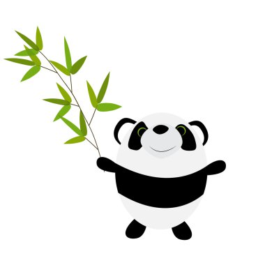 Bambu yaprakları ile şirin küçük Panda