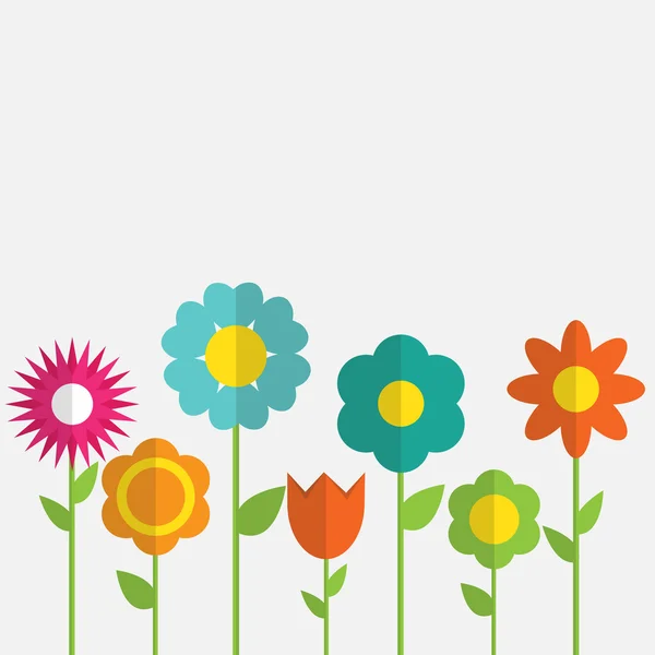 Set de flores planas de moda de papel Ilustración vectorial — Vector de stock