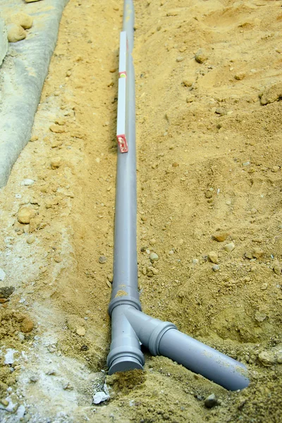 Laying Sewer Pipes — Stock Photo, Image