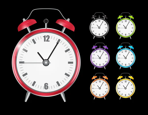 Realistic Clock Alarm Watch Set Vector Illustration — Stock Vector