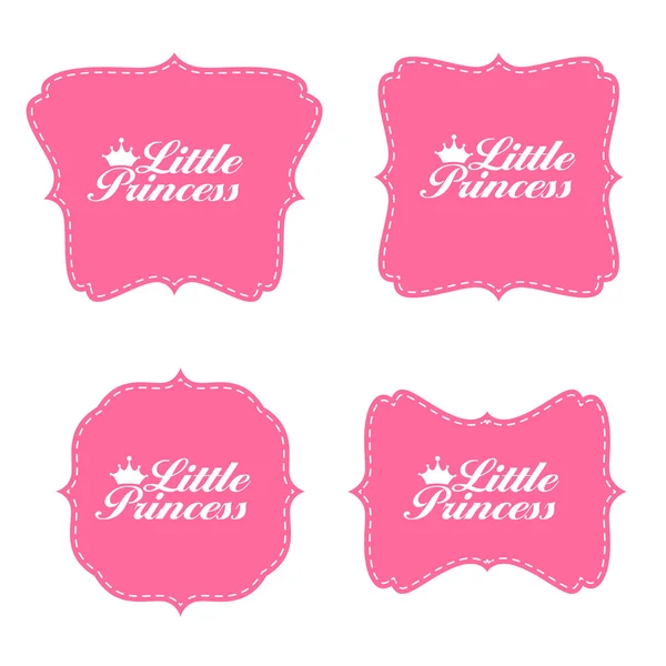 Little Princess Label Set Vector Illustration — Stock Vector