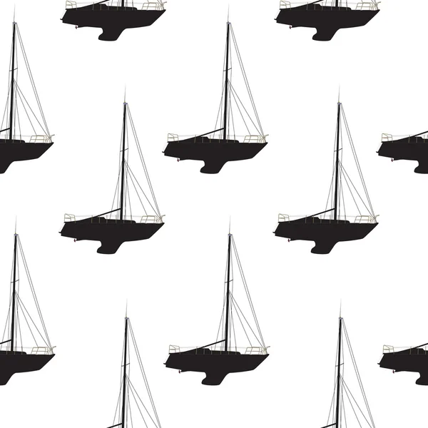 Water Boat, Sailboat Seamless Pattern Background. Vector Illustr — Stock Vector