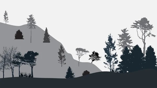 Imagen de la naturaleza. Silueta de árbol. Banner ecológico. Ilustración vectorial . — Vector de stock