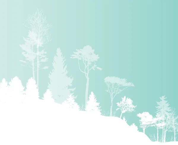 Imagen de la naturaleza. Silueta de árbol. Banner ecológico. Ilustración vectorial — Vector de stock