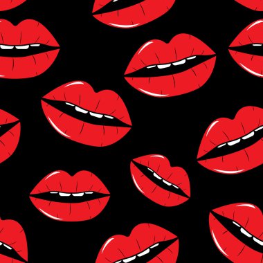Dudaklar Dikişsiz desen arka planda Pop Art stil vektör Illustr