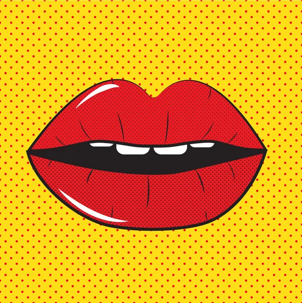 Nyitott vörös ajkak Pop Art háttér Vector — Stock Vector